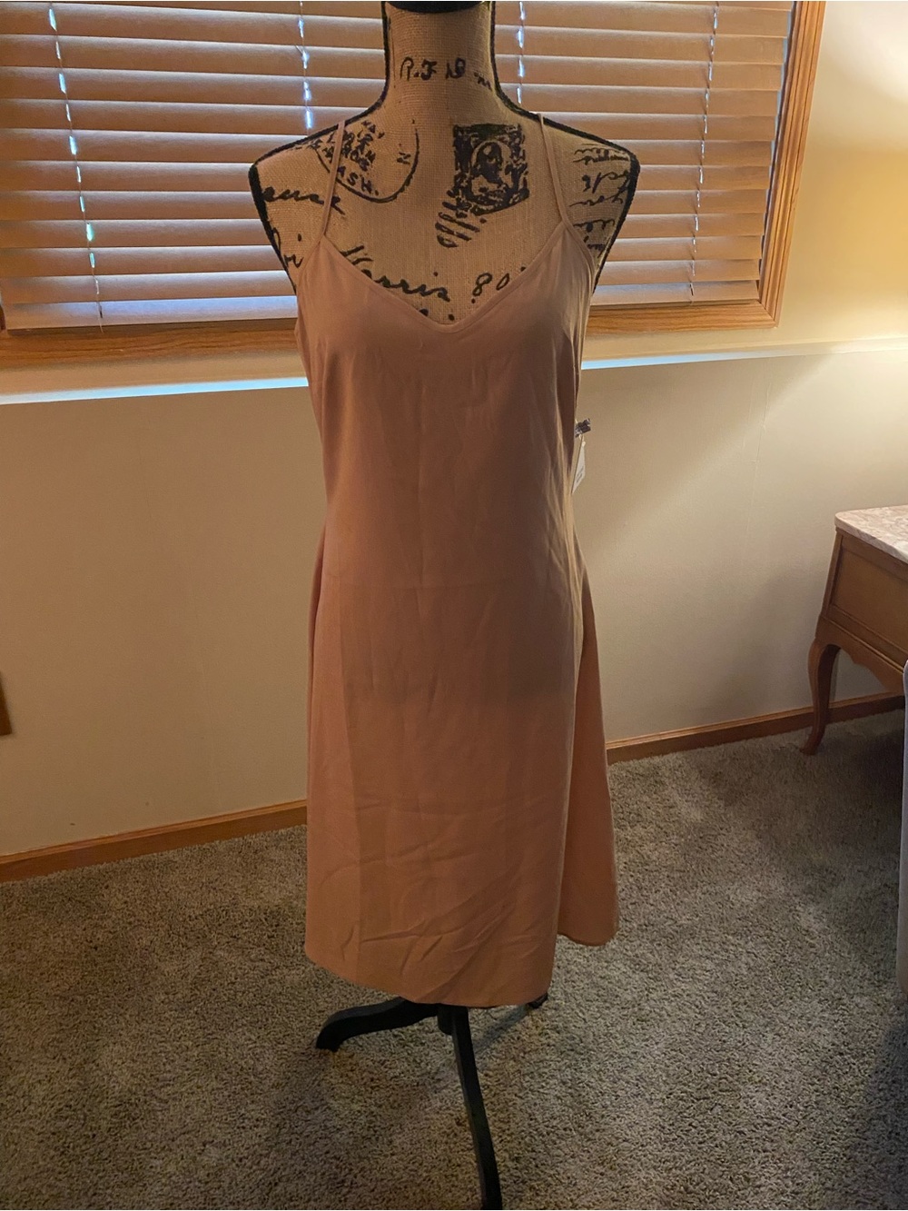 Minimalist Slip Mini Dress in nude